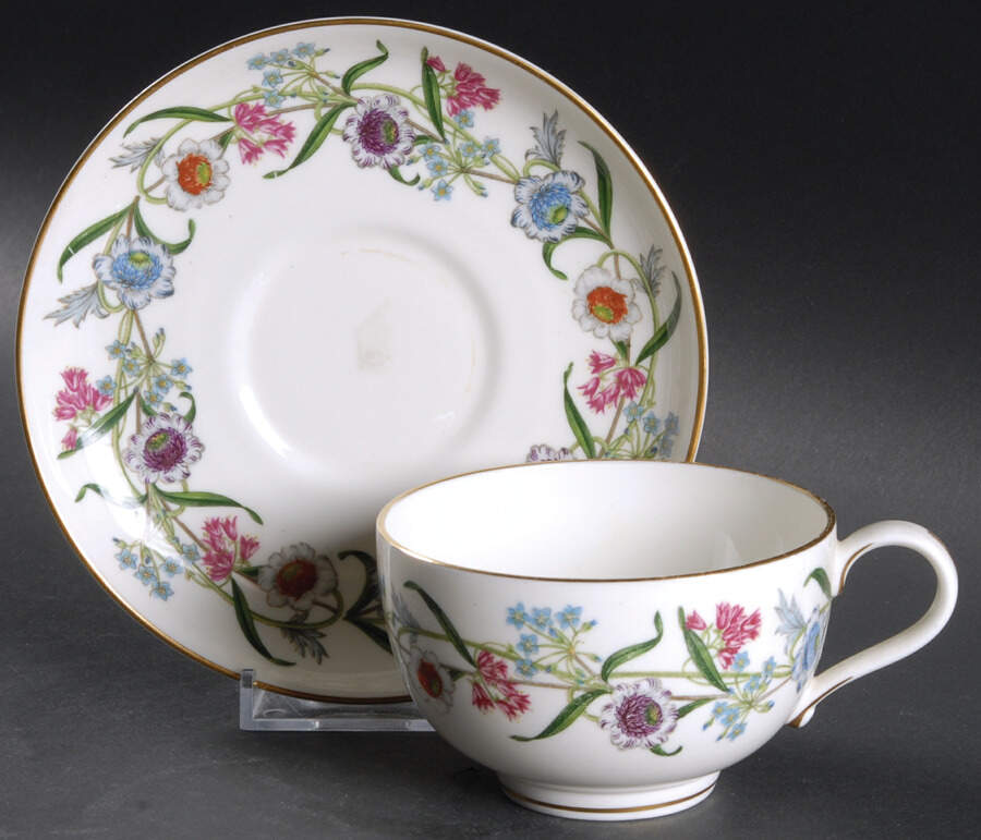 Fleurette Flat Cup & Saucer Set by Royal Worcester-1