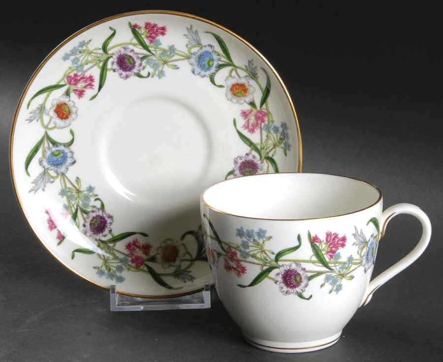 Fleurette Flat Cup & Saucer Set by Royal Worcester-1