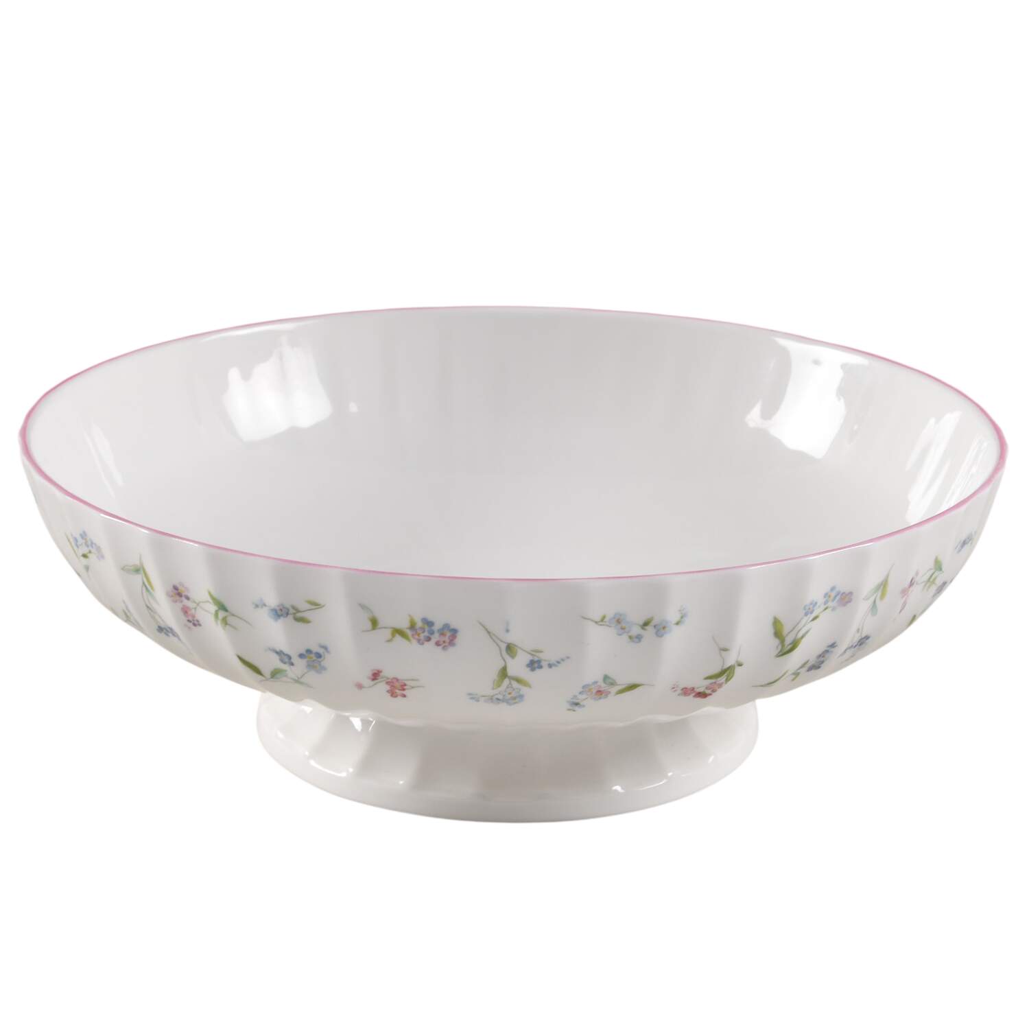 Forget Me Not Pink Small Footed Salad Serving Bowl by Royal Worcester-1