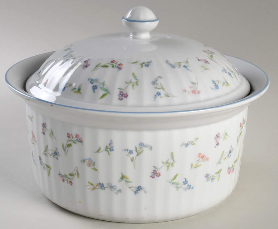 Forget Me Not Blue 3 Quart Round Covered Casserole by Royal Worcester-1