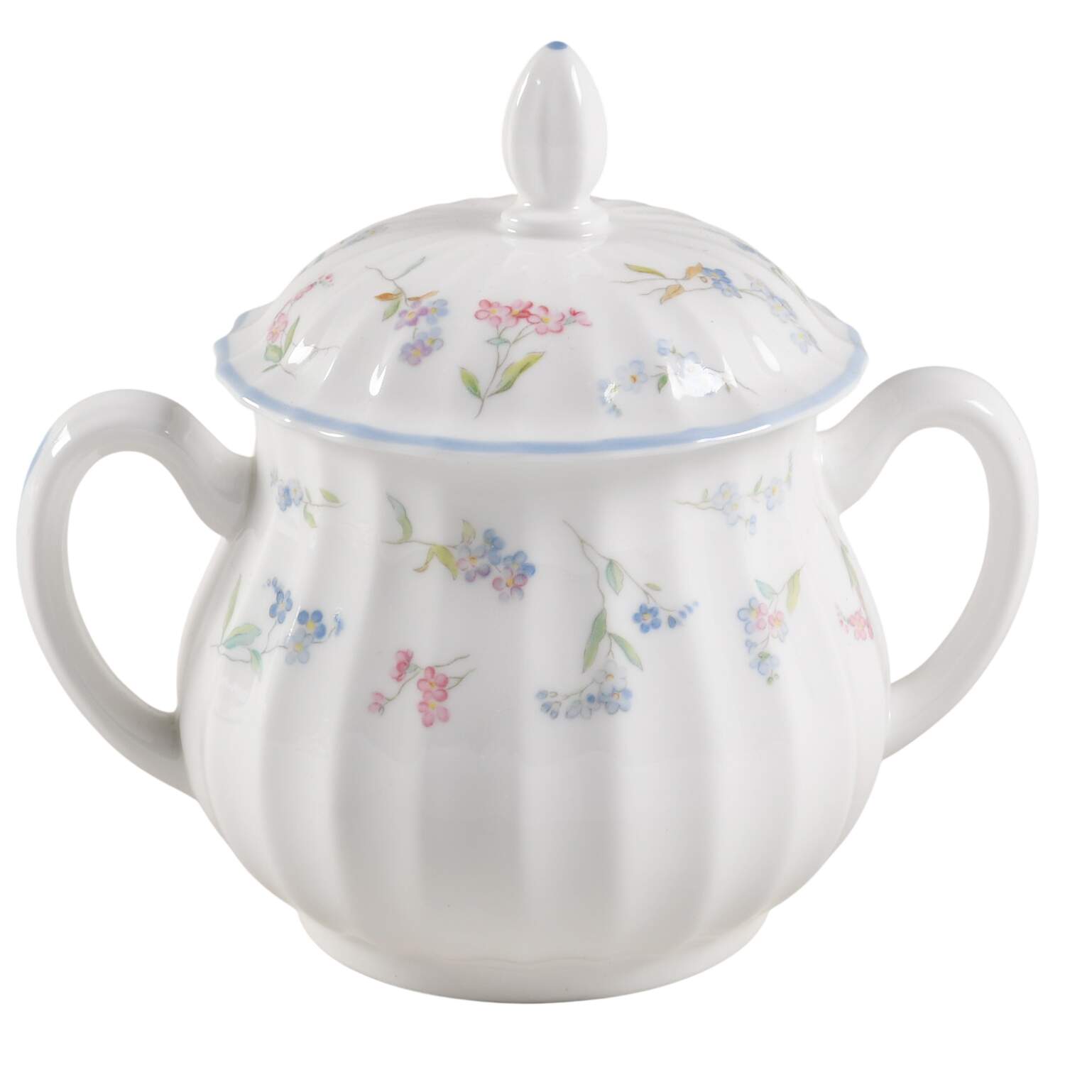 Forget Me Not Blue Sugar Bowl & Lid by Royal Worcester-1