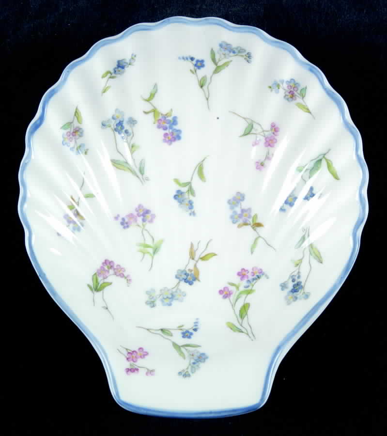 Forget Me Not Blue Shell Shaped Dish by Royal Worcester-1