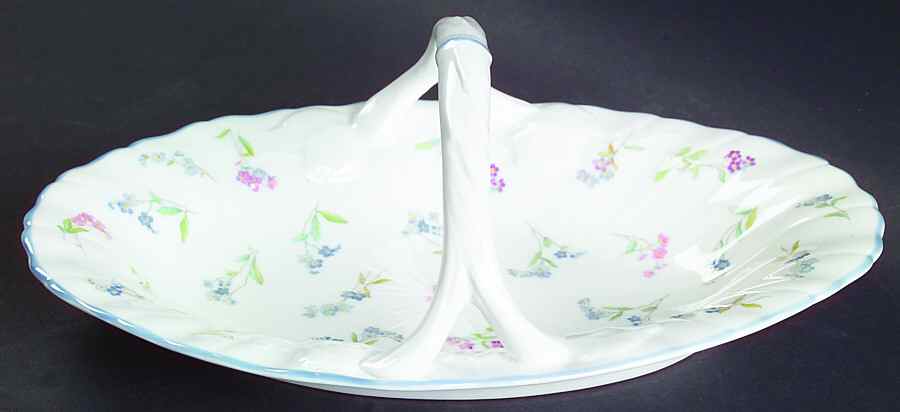 Forget Me Not Blue Oval Basket by Royal Worcester-1