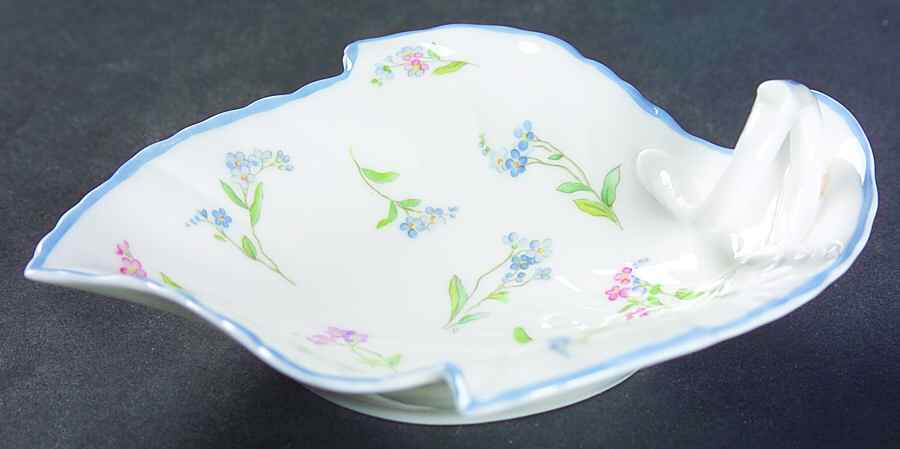Forget Me Not Blue Small Leaf Dish by Royal Worcester-1