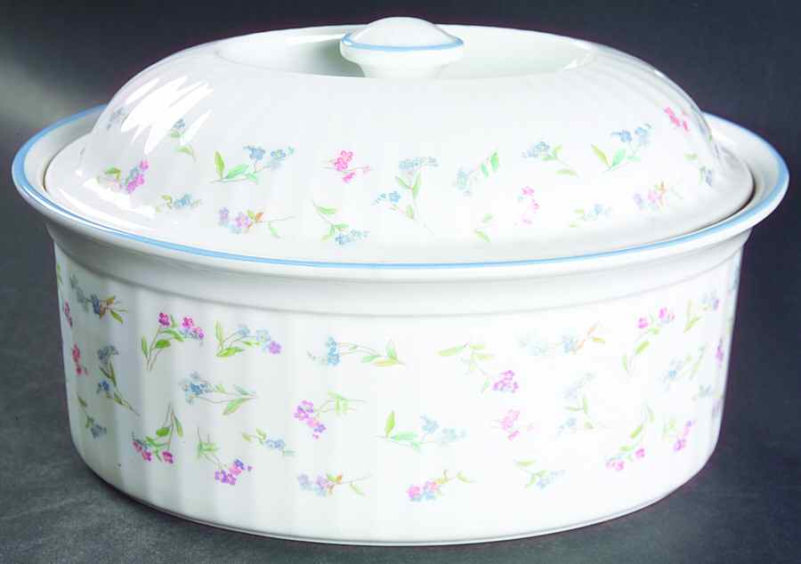 Forget Me Not Blue 2 Quart Oval Covered Casserole by Royal Worcester-1