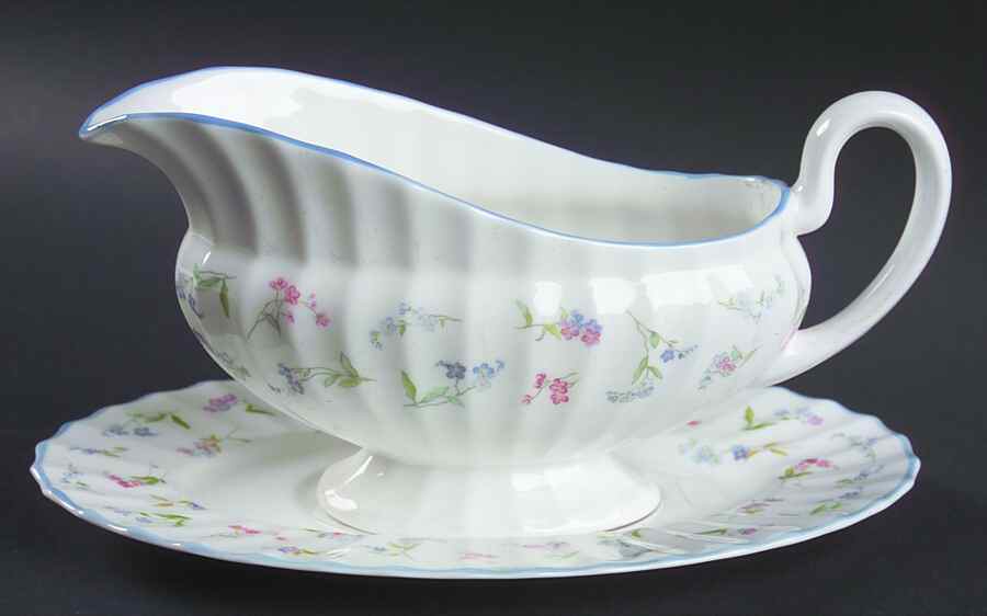 Forget Me Not Blue Gravy Boat & Underplate by Royal Worcester-1