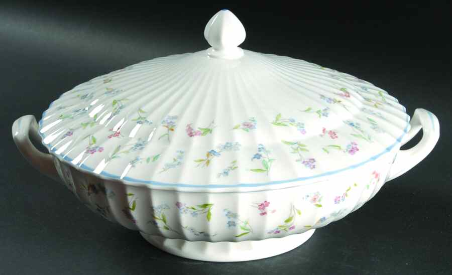 Forget Me Not Blue Round Covered Vegetable by Royal Worcester-1