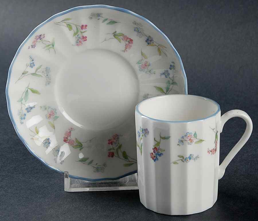 Forget Me Not Blue Flat Demitasse Cup & Saucer Set by Royal Worcester-1