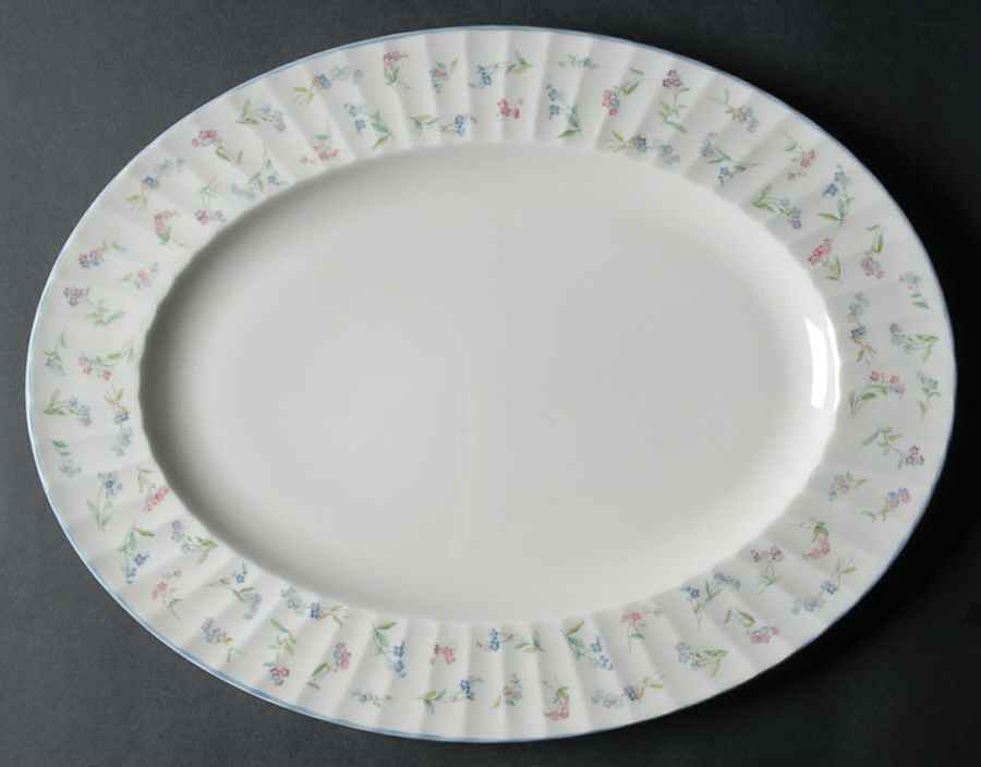 Forget Me Not Blue 15" Oval Serving Platter by Royal Worcester-1