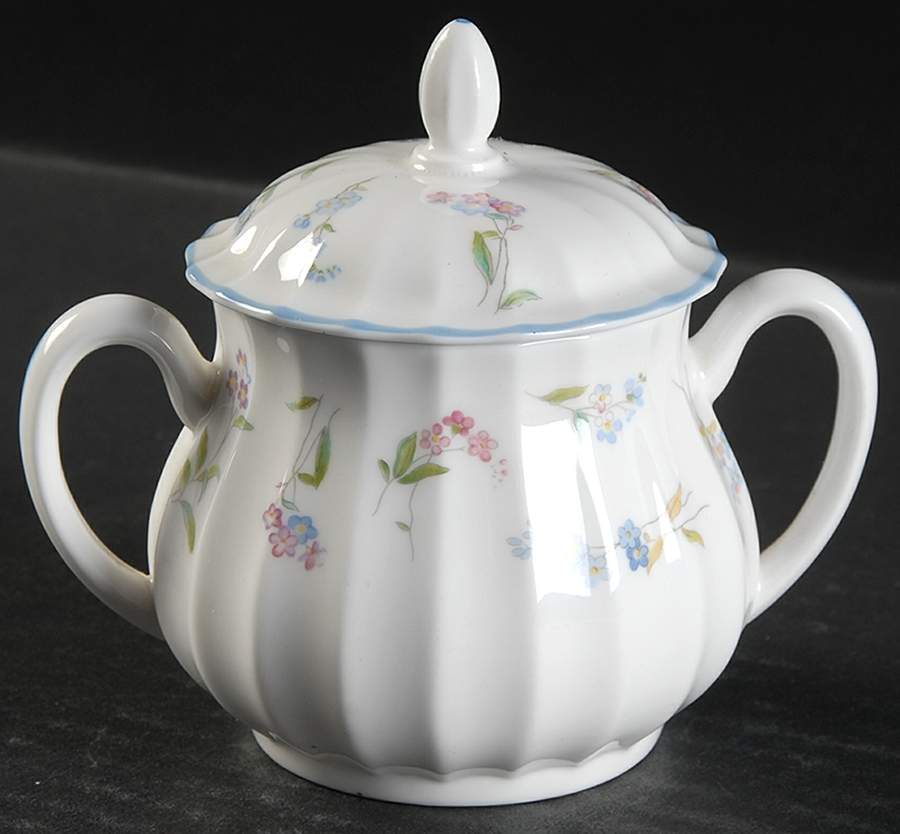 Forget Me Not Blue Mini Sugar Bowl & Lid by Royal Worcester-1