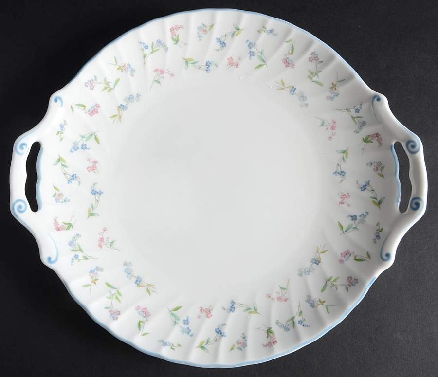 Forget Me Not Blue Handled Cake Plate by Royal Worcester-1
