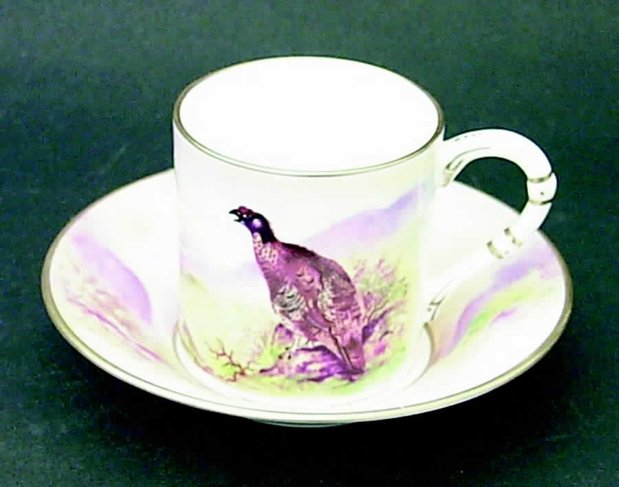 Game Birds Flat Demitasse Cup & Saucer Set by Royal Worcester-1