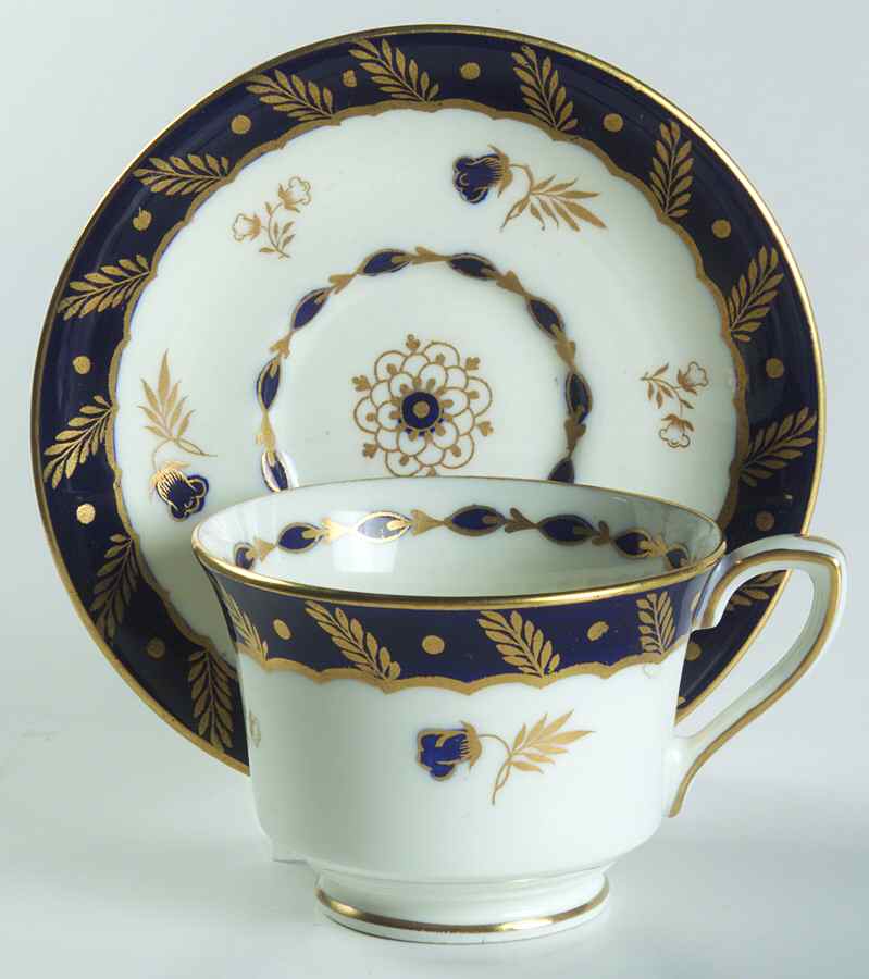 Georgian Cobalt Blue Footed Demitasse Cup & Saucer Set by Royal Worcester-1