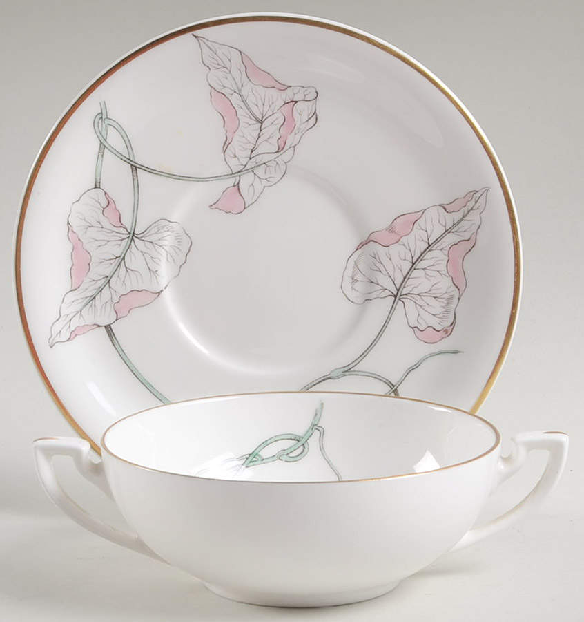 Gloriana Flat Cream Soup Bowl & Saucer Set by Royal Worcester-1