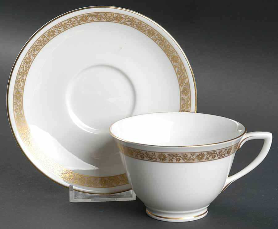 Golden Anniversary Footed Cup & Saucer Set by Royal Worcester-1