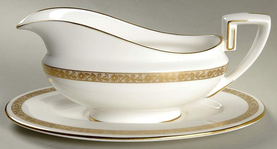 Golden Anniversary Gravy Boat & Underplate by Royal Worcester-1