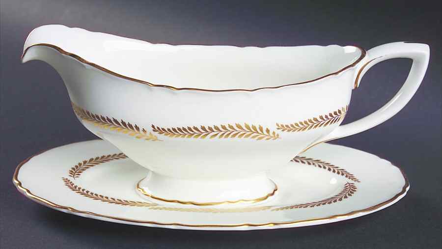 Golden Bracken Gravy Boat & Underplate by Royal Worcester-1