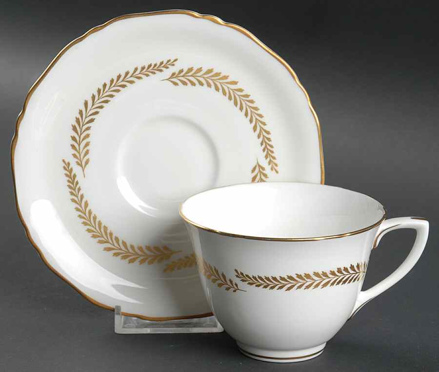 Golden Bracken Flat Cup & Saucer Set by Royal Worcester-1