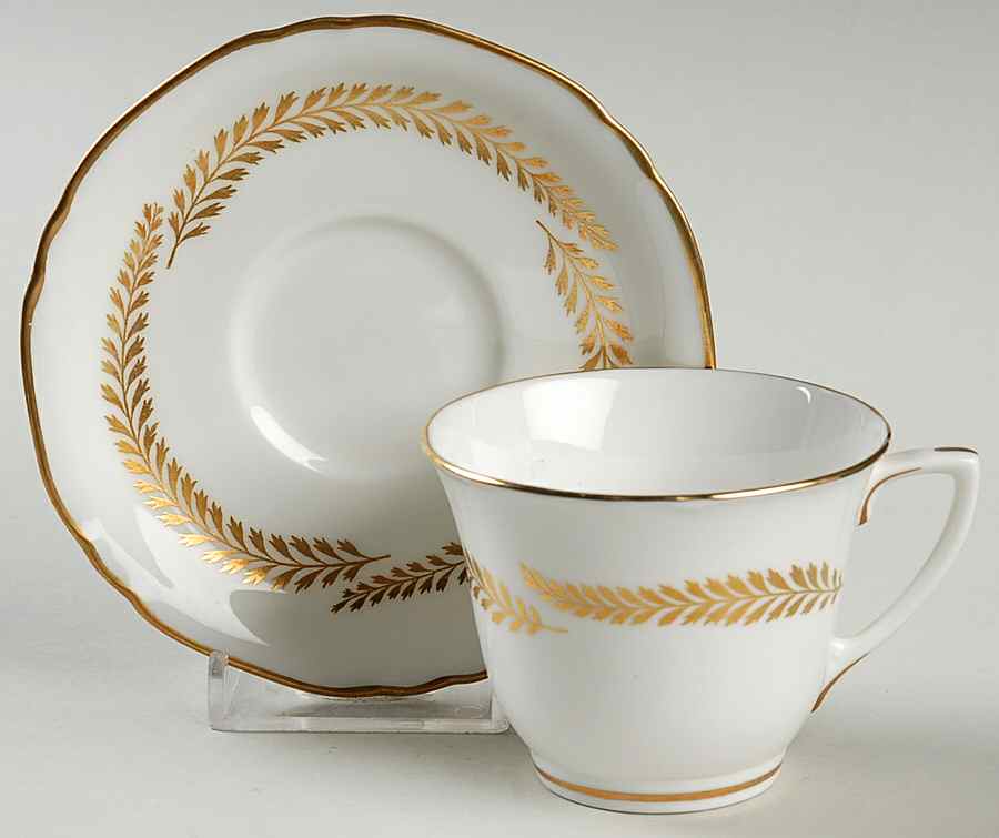 Golden Bracken Footed Demitasse Cup & Saucer Set by Royal Worcester-1