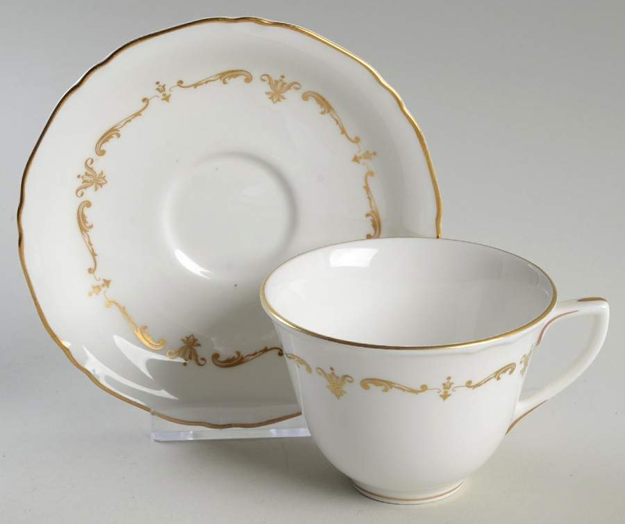 Gold Chantilly Footed Cup & Saucer Set by Royal Worcester-1