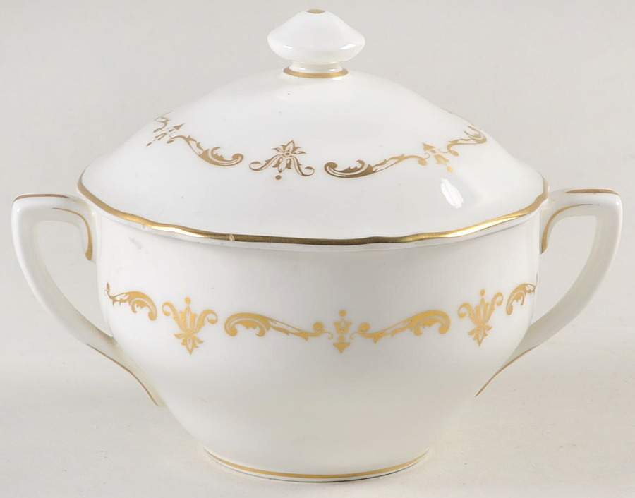Gold Chantilly Sugar Bowl & Lid by Royal Worcester-1