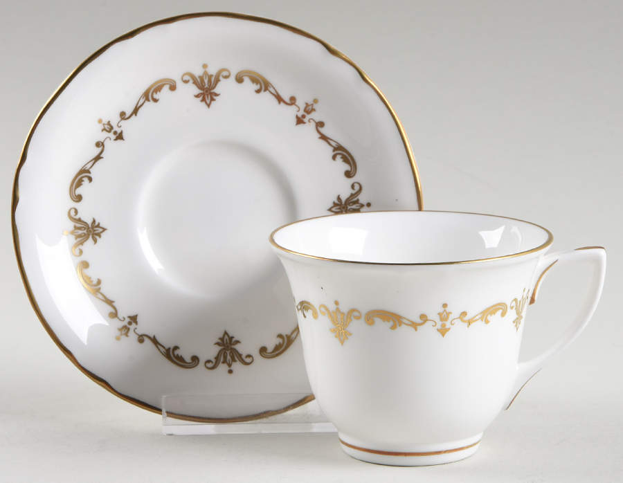 Gold Chantilly Footed Demitasse Cup & Saucer Set by Royal Worcester-1