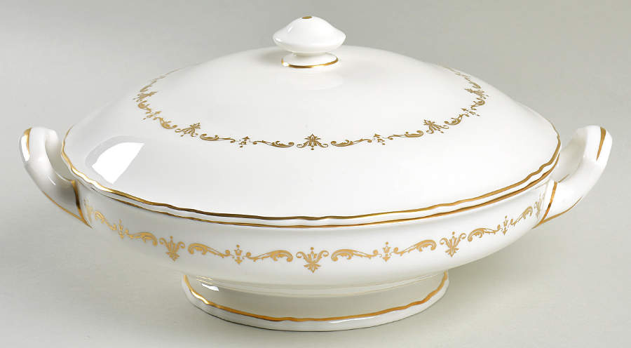 Gold Chantilly Round Covered Vegetable by Royal Worcester-1