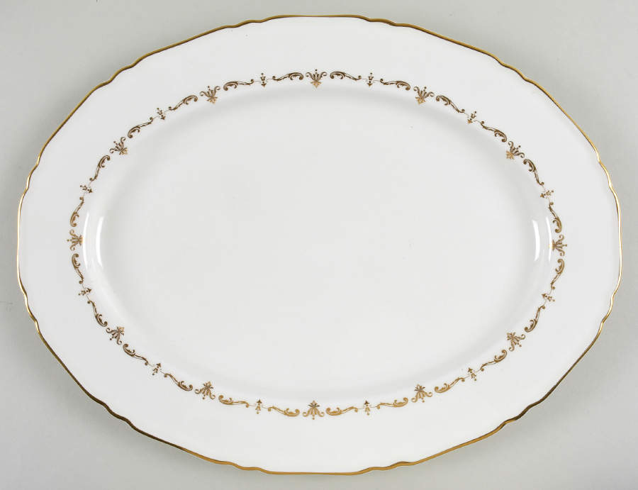 Gold Chantilly 15" Oval Serving Platter by Royal Worcester-1