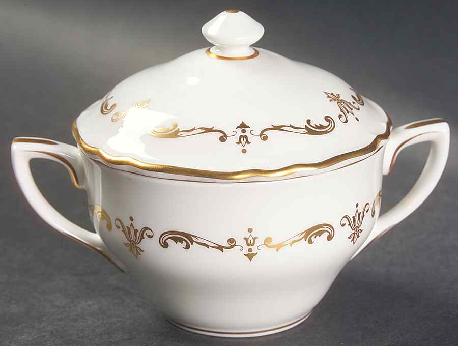 Gold Chantilly Mini Sugar Bowl & Lid by Royal Worcester-1