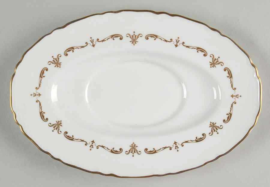 Gold Chantilly Underplate for Gravy Boat by Royal Worcester-1