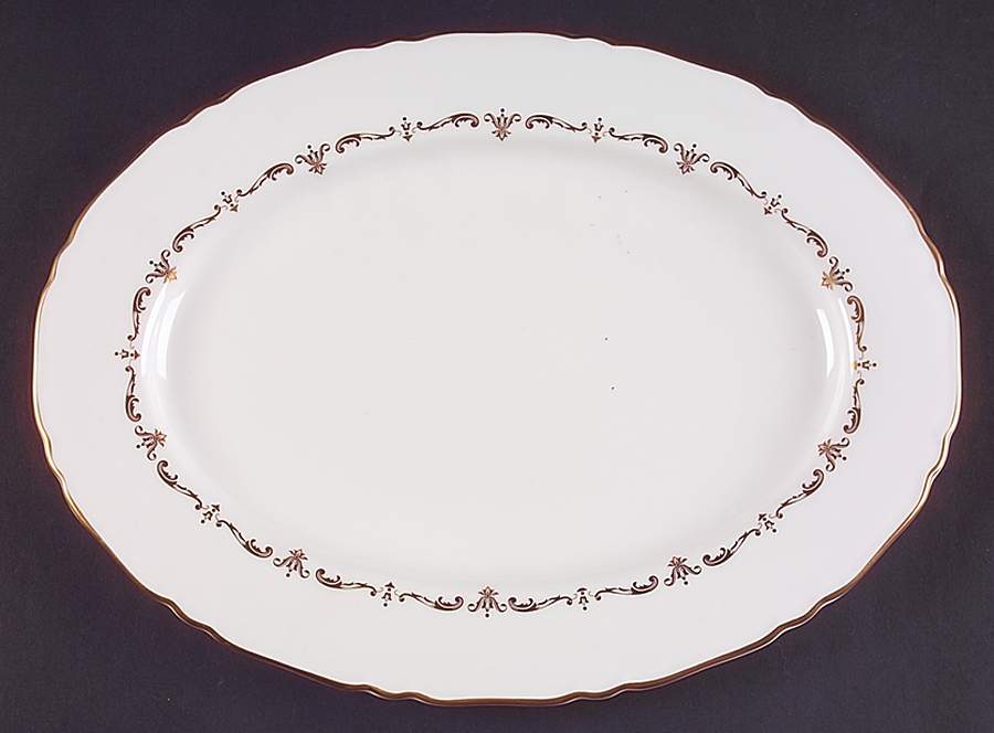 Gold Chantilly 13" Oval Serving Platter by Royal Worcester-1