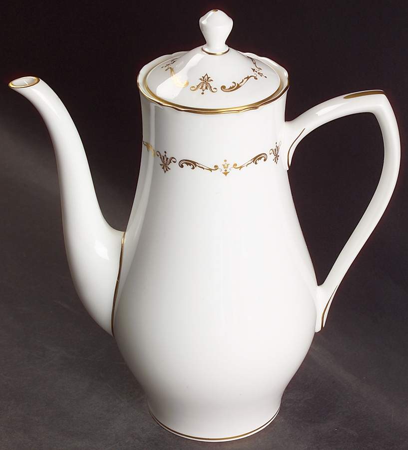 Gold Chantilly Coffee Pot & Lid by Royal Worcester-1