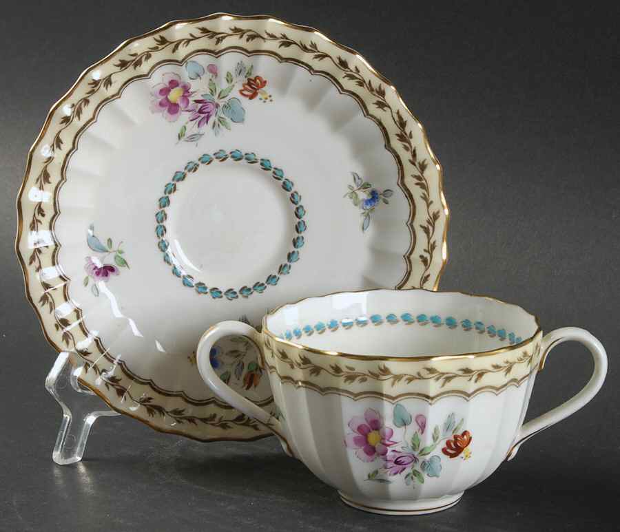 Granby Footed Bouillon Cup & Saucer by Royal Worcester-1