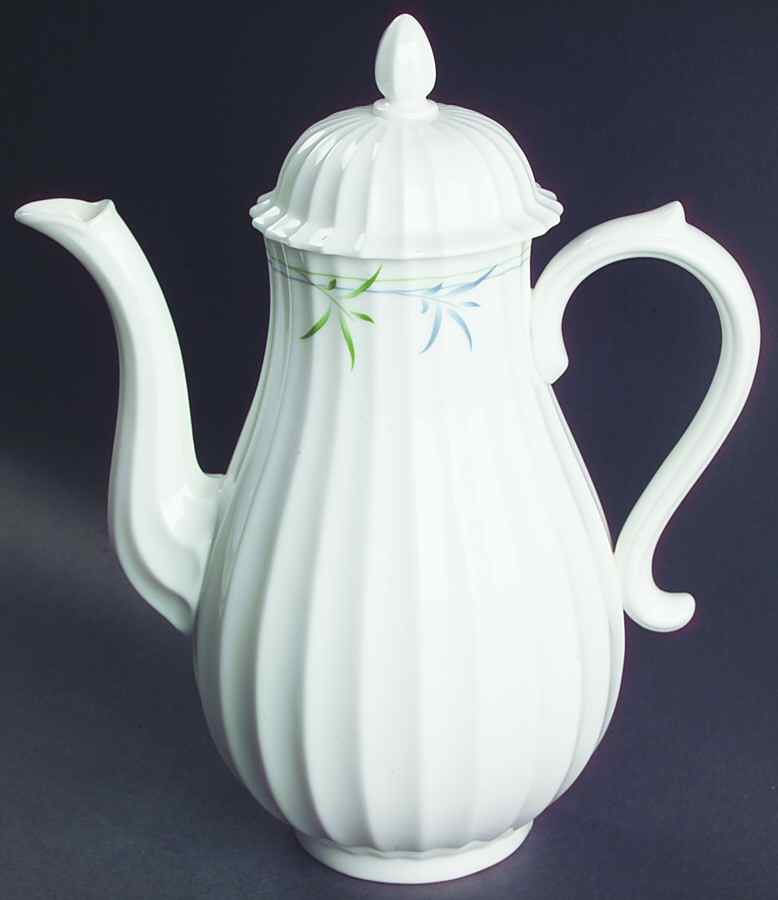 Green Bamboo Coffee Pot & Lid by Royal Worcester-1