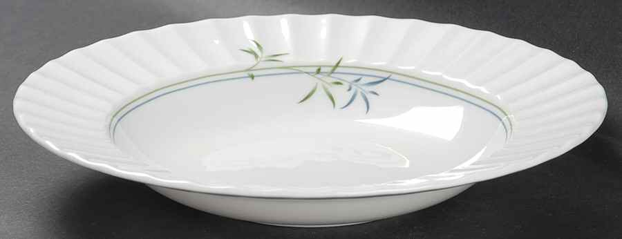 Green Bamboo Rim Soup Bowl by Royal Worcester-1