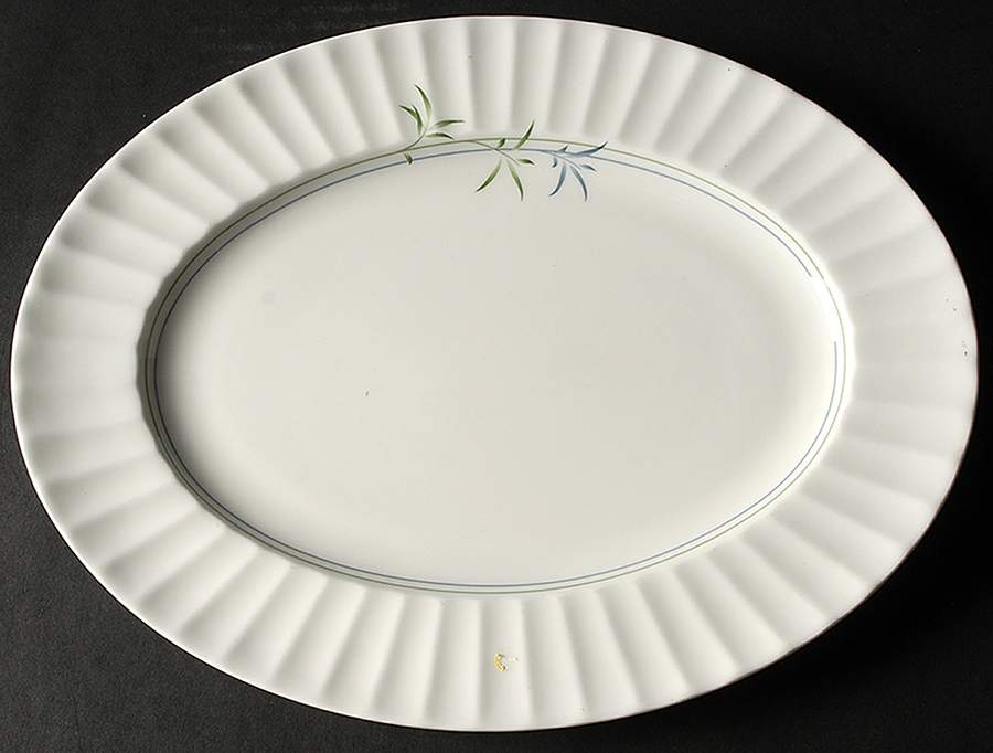 Green Bamboo 13" Oval Serving Platter by Royal Worcester-1
