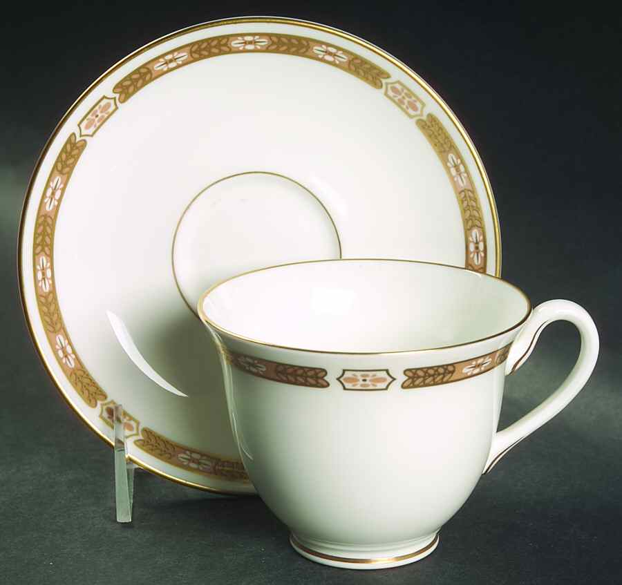 Grosvenor Pink Footed Cup & Saucer Set by Royal Worcester-1