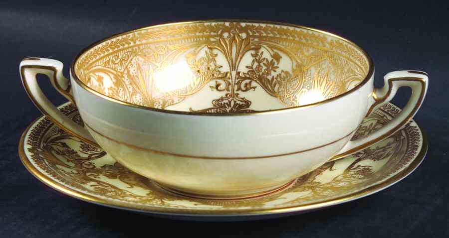 Harewood Flat Cream Soup Bowl & Saucer Set by Royal Worcester-1