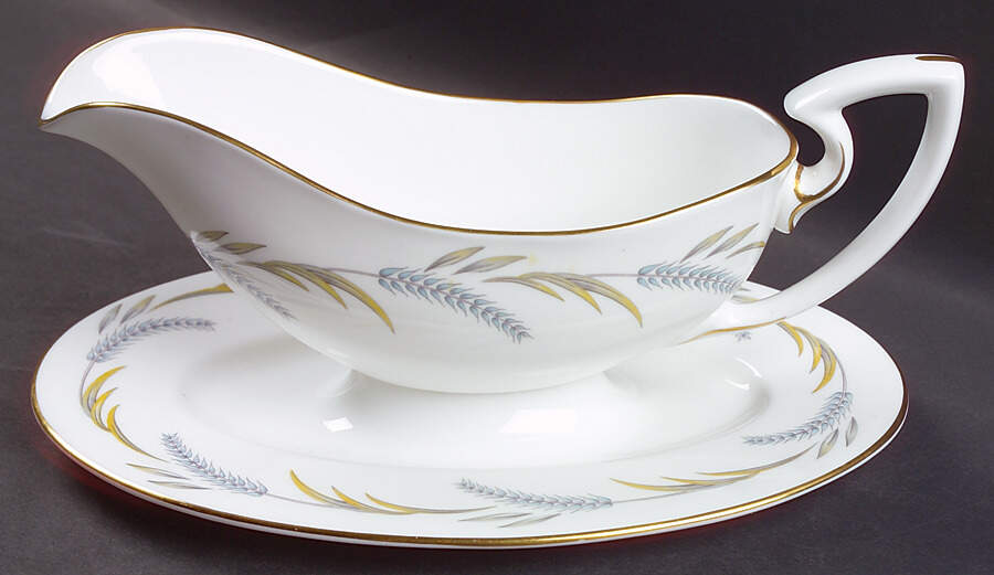 Harvest Ring Gravy Boat with Attached Underplate by Royal Worcester-1