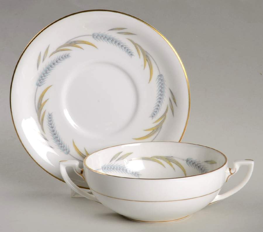 Harvest Ring Flat Cream Soup Bowl & Saucer Set by Royal Worcester-1