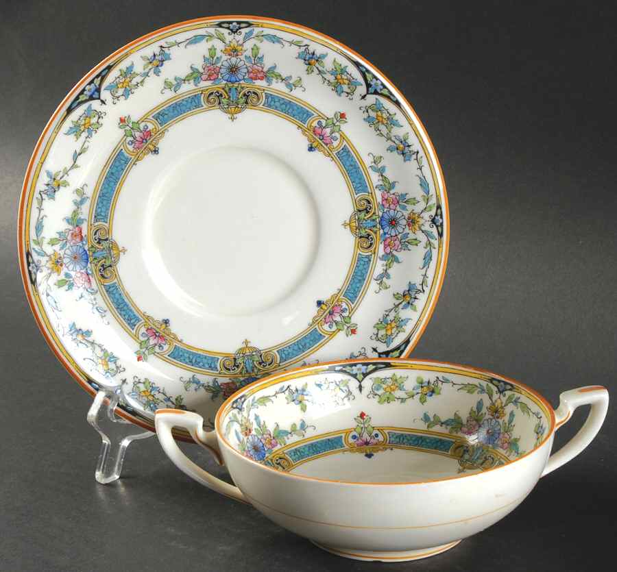 Hollywood (Light Cream, Smooth) Flat Cream Soup Bowl & Saucer Set by Royal Worcester-1