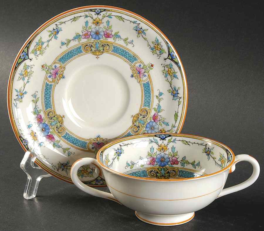 Hollywood (Light Cream, Smooth) Footed Bouillon Cup & Saucer by Royal Worcester-1