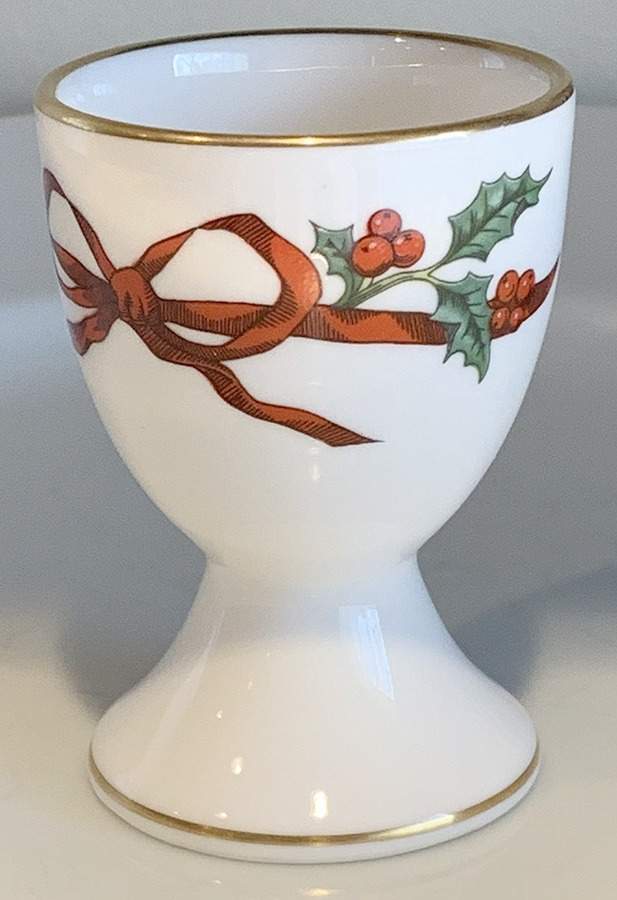 Holly Ribbons Single Egg Cup by Royal Worcester-1