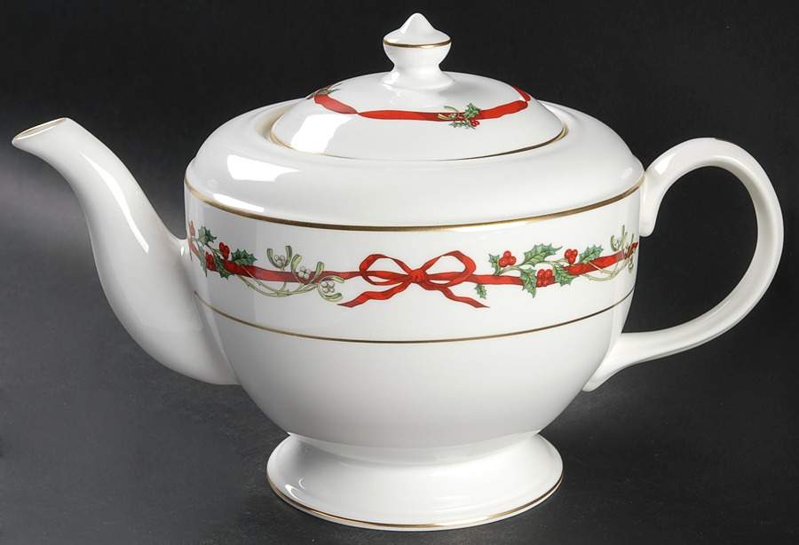 Holly Ribbons Teapot & Lid by Royal Worcester-1
