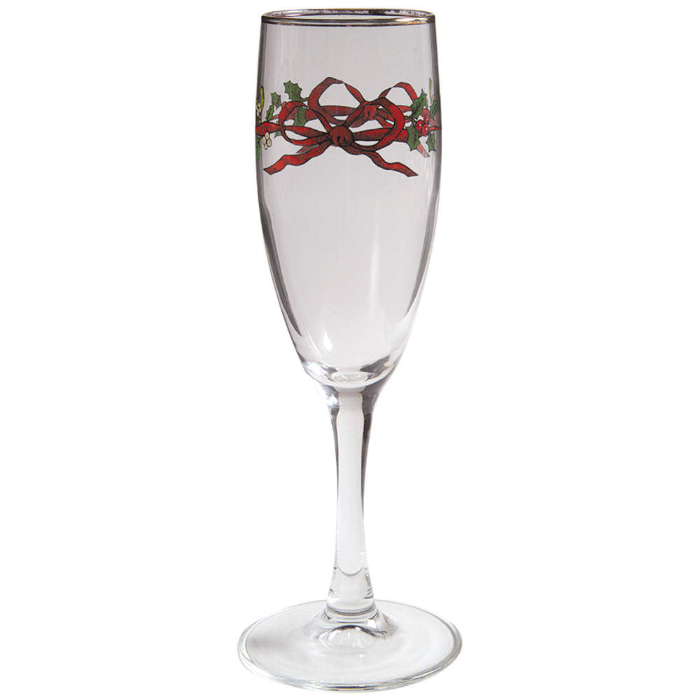 Holly Ribbons 6 Oz Glassware Champagne Flute by Royal Worcester-1