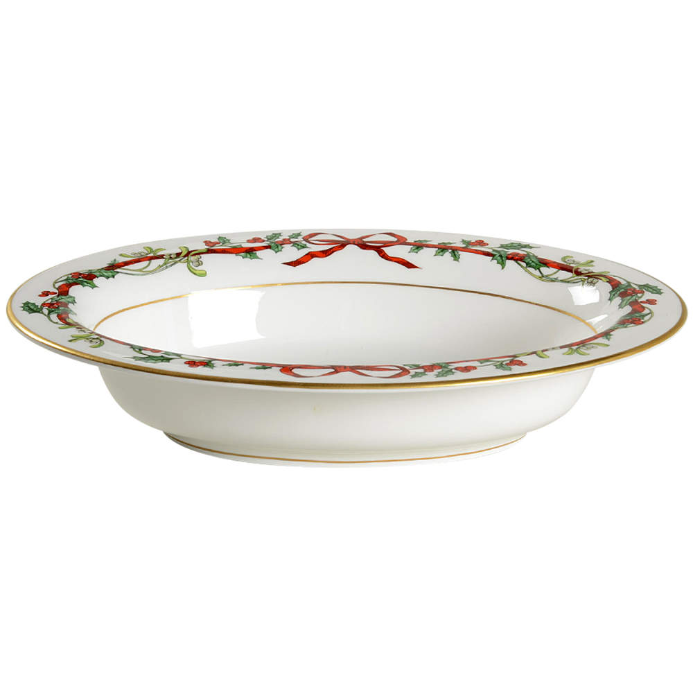 Holly Ribbons 10" Oval Vegetable Bowl by Royal Worcester-1