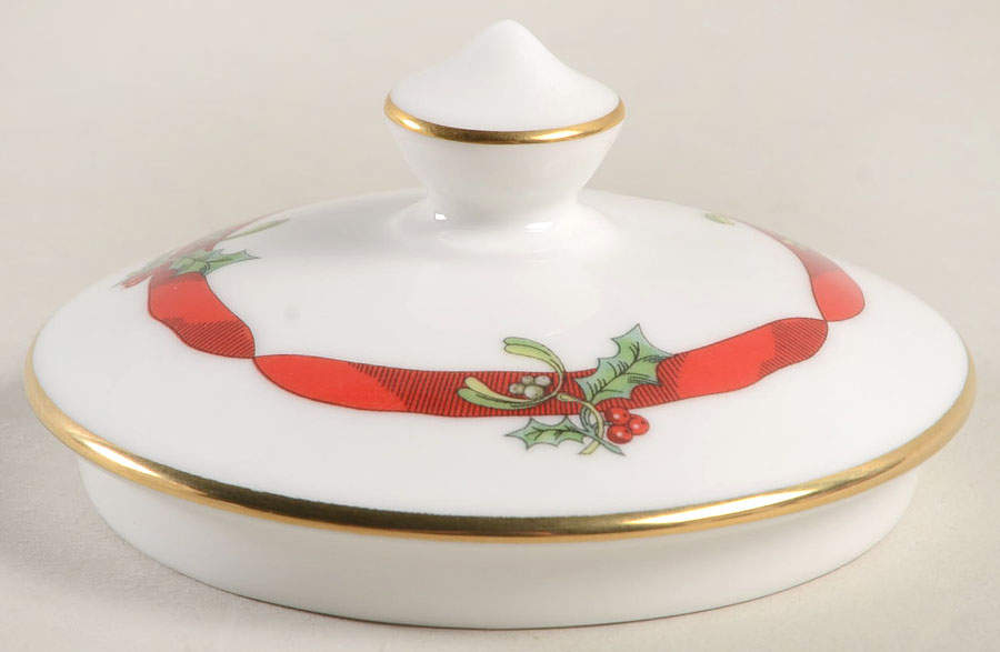 Holly Ribbons Lid for Sugar Bowl by Royal Worcester-1