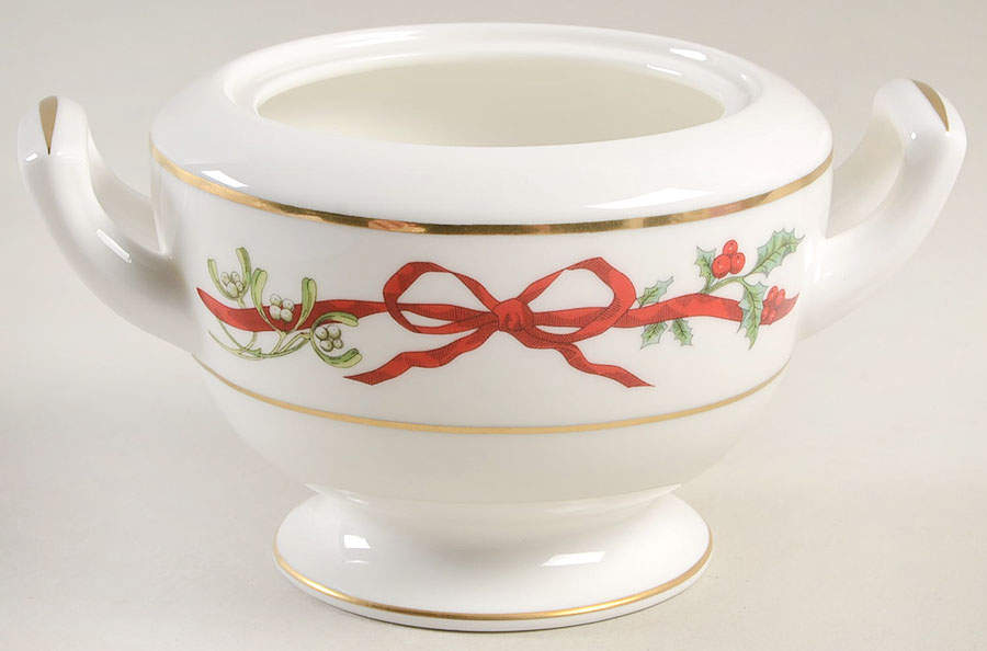 Holly Ribbons Sugar Bowl No Lid by Royal Worcester-1
