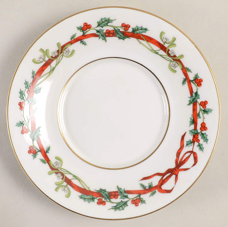 Holly Ribbons Saucer for Flat Cup by Royal Worcester-1