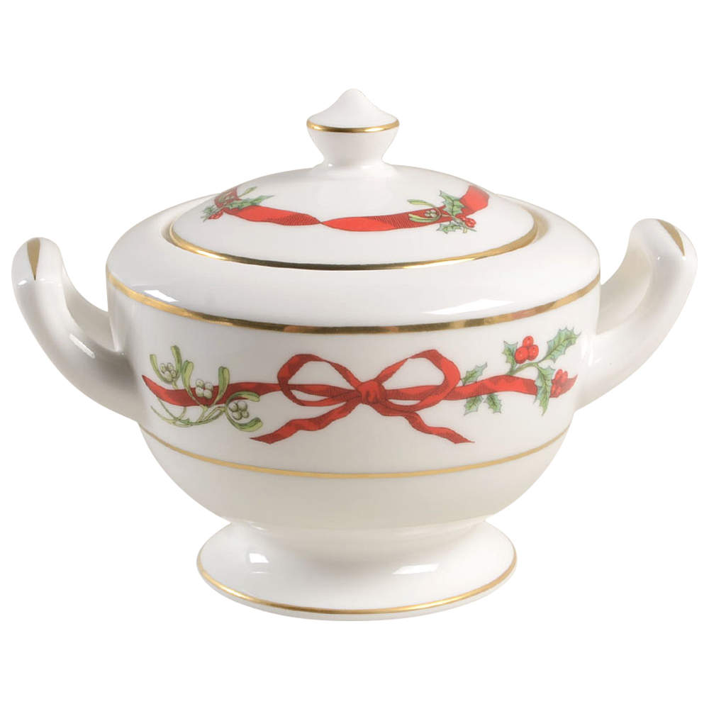Holly Ribbons Sugar Bowl & Lid by Royal Worcester-1